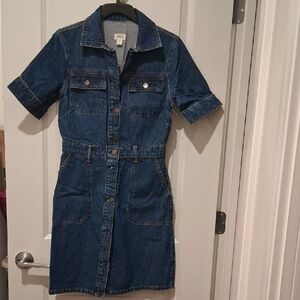 a.n.a Blue Denim Button-Up Dress